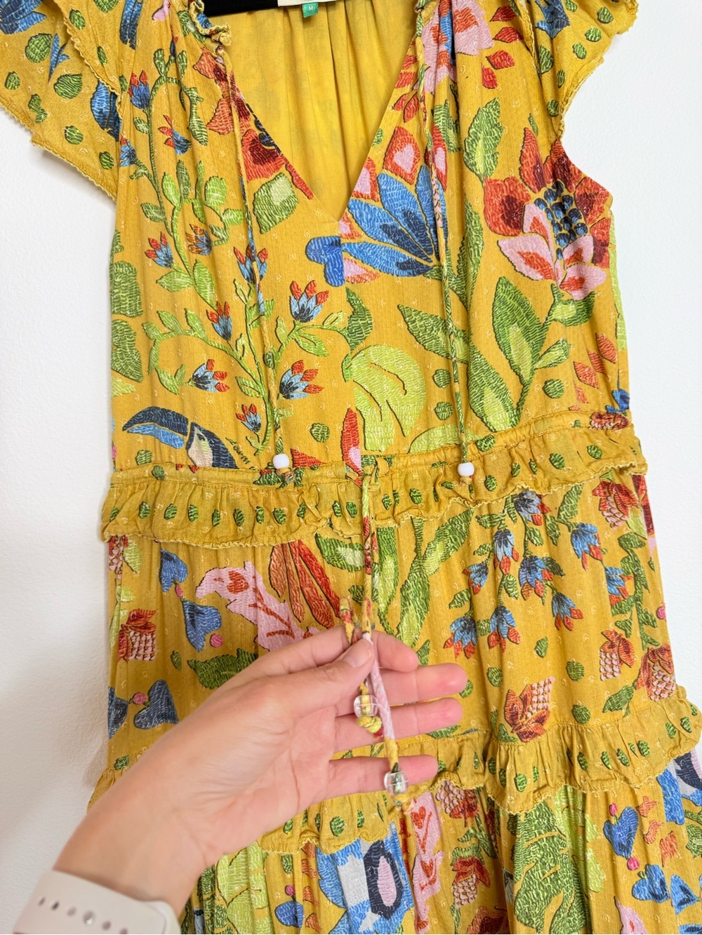 Farm Rio Yellow Summer Garden
Frill Midi Dress Sz Medium - Picture 8 of 16
